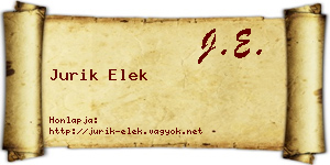 Jurik Elek névjegykártya